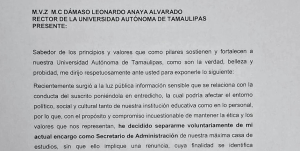 Marco Batarse Contreras se separa del cargo como secretario de administraci&oacute;n en la UAT