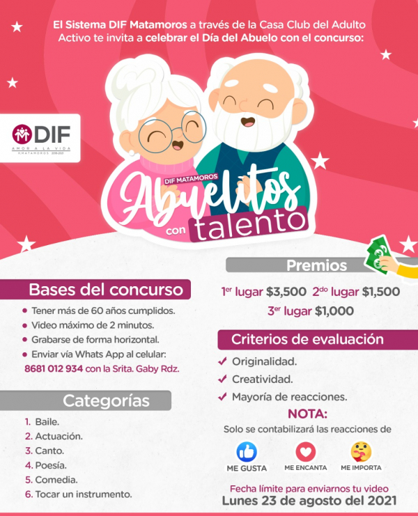 Invita DIF a los abuelitos a participar en el concurso &ldquo;Abuelitos Con Talento&rdquo;