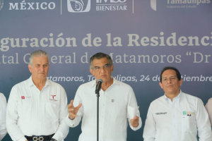 Inaugura Am&eacute;rico albergue y residencia en hospital de Matamoros durante enlace con el presidente AMLO