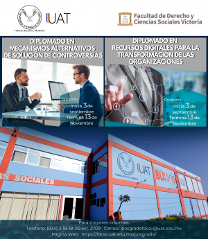 Invitan a cursar diplomados de la Facultad de Derecho en la UAT Victoria