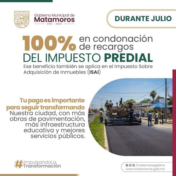 Condonación del 100% en pago de impuesto predial