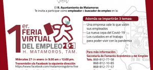 Invita Gobierno de Matamoros a Primera Feria Virtual del Empleo 2021