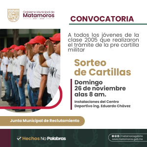 Convocan a conscriptos de Clase 2005 y remisos, a sorteo del Servicio Militar Nacional a realizarse el 26 de Noviembre